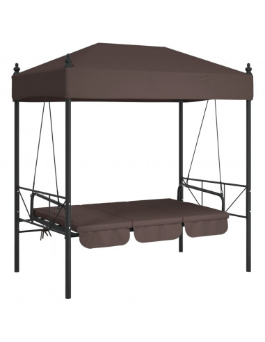 Panchina a Dondolo da Giardino Baldacchino Caffè in Acciaio