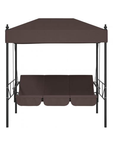 Panchina a Dondolo da Giardino Baldacchino Caffè in Acciaio