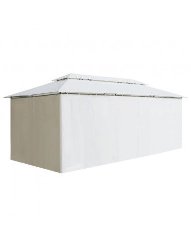 Gazebo con Tende 600x298x270 cm Bianco 180g/m²