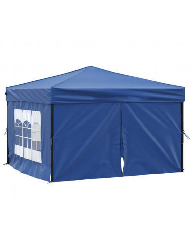 Tenda per Feste Pieghevole con Pareti Laterali Blu 3x3 m