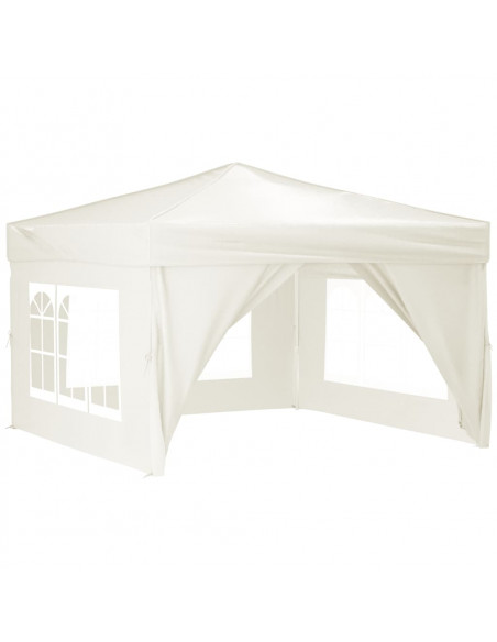 Tenda per Feste Pieghevole con Pareti Laterali Crema 3x3 m