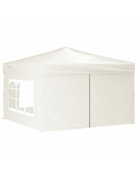 Tenda per Feste Pieghevole con Pareti Laterali Crema 3x3 m