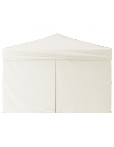 Tenda per Feste Pieghevole con Pareti Laterali Crema 3x3 m