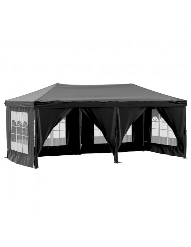 Tenda per Feste Pieghevole con Pareti Laterali Nero 3x6 m