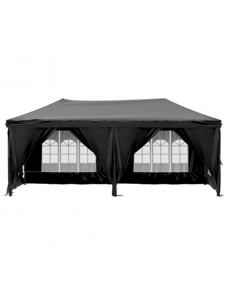 Tenda per Feste Pieghevole con Pareti Laterali Nero 3x6 m