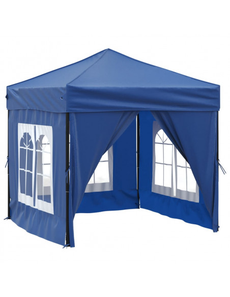 Tenda per Feste Pieghevole con Pareti Laterali Blu 2x2 m