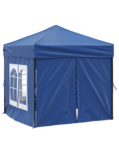 Tenda per Feste Pieghevole con Pareti Laterali Blu 2x2 m