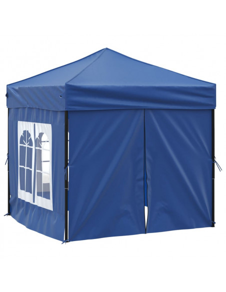 Tenda per Feste Pieghevole con Pareti Laterali Blu 2x2 m