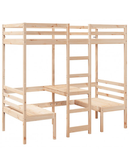 Giroletto Soppalco con Scrivania e Sedie 75x190cm Legno Pino