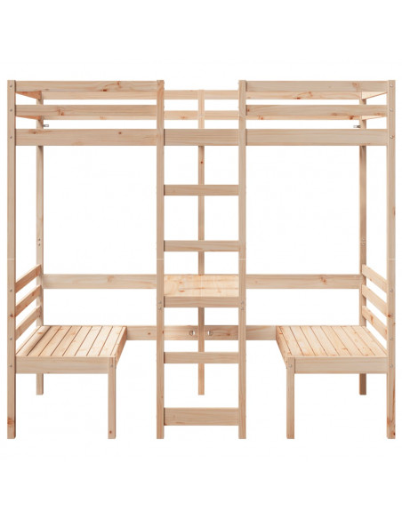 Giroletto Soppalco con Scrivania e Sedie 75x190cm Legno Pino