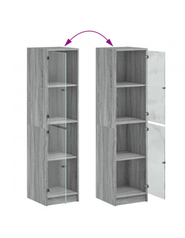 Credenza con Ante in Vetro Grigio Sonoma 35x37x142 cm