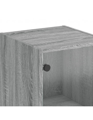 Credenza con Ante in Vetro Grigio Sonoma 35x37x142 cm