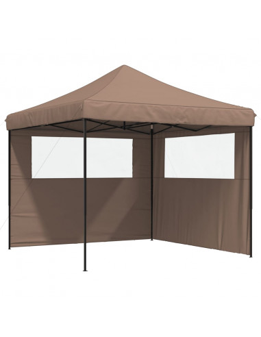 Tendone per Feste Pieghevole Pop-Up con 2 Pareti Marrone