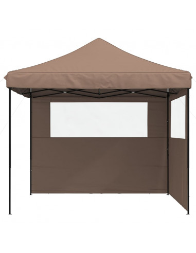 Tendone per Feste Pieghevole Pop-Up con 2 Pareti Marrone