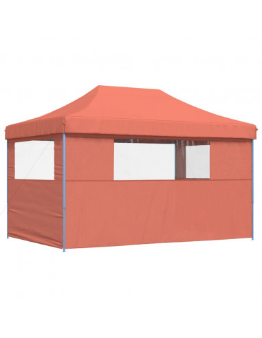 Tendone per Feste Pieghevole Pop-Up con 3 Pareti Terracotta