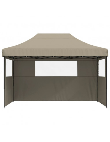 Tendone per Feste Pieghevole Pop-Up con 3 Pareti Tortora