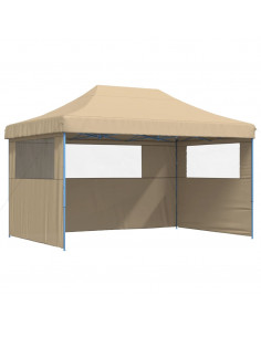 Tendone per Feste Pieghevole Pop-Up con 3 Pareti Beige 2