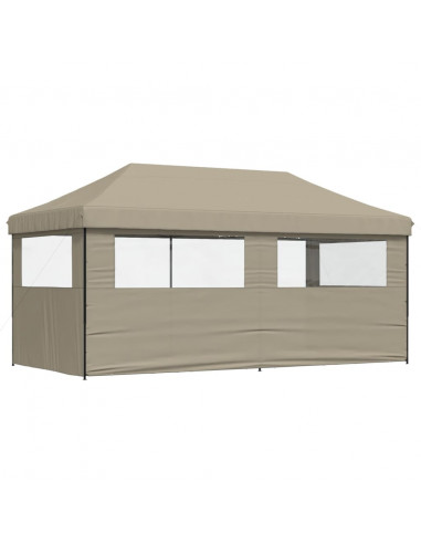 Tendone per Feste Pieghevole Pop-Up con 3 Pareti Tortora