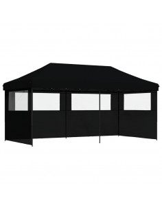 Tendone per Feste Pieghevole Pop-Up con 3 Pareti Nero 2