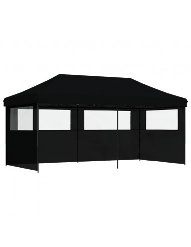 Tendone per Feste Pieghevole Pop-Up con 3 Pareti Nero