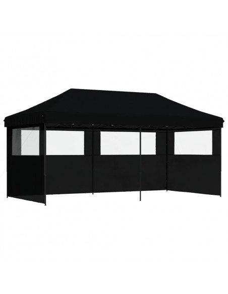 Tendone per Feste Pieghevole Pop-Up con 3 Pareti Nero