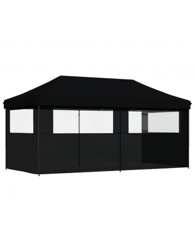 Tendone per Feste Pieghevole Pop-Up con 3 Pareti Nero