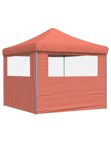 Tendone per Feste Pieghevole Pop-Up con 2 Pareti Terracotta