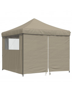 Tendone per Feste Pieghevole Pop-Up con 4 Pareti Tortora 2