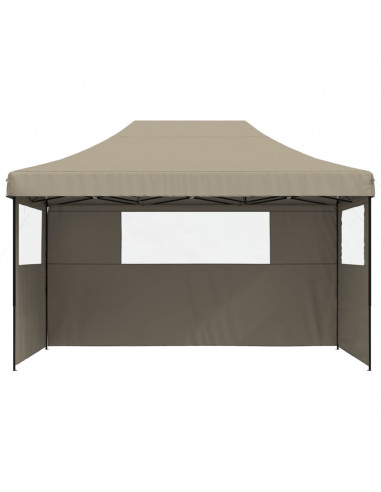 Tendone per Feste Pieghevole Pop-Up con 3 Pareti Tortora