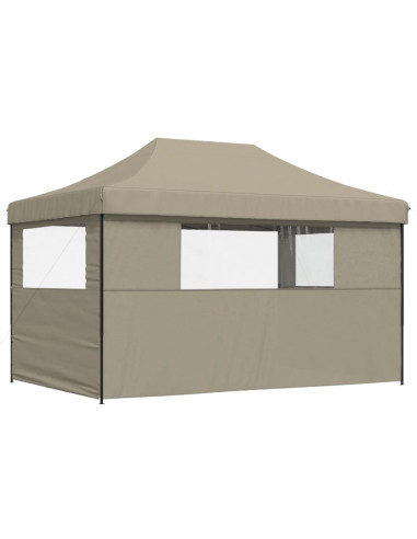 Tendone per Feste Pieghevole Pop-Up con 3 Pareti Tortora