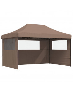 Tendone per Feste Pieghevole Pop-Up con 3 Pareti Marrone 2