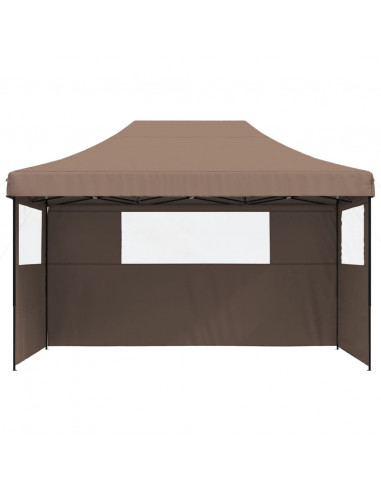 Tendone per Feste Pieghevole Pop-Up con 3 Pareti Marrone