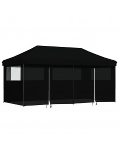 Tendone per Feste Pieghevole Pop-Up con 4 Pareti Nero 2