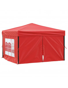 Tenda per Feste Pieghevole con Pareti Laterali Rosso 3x3 m 2