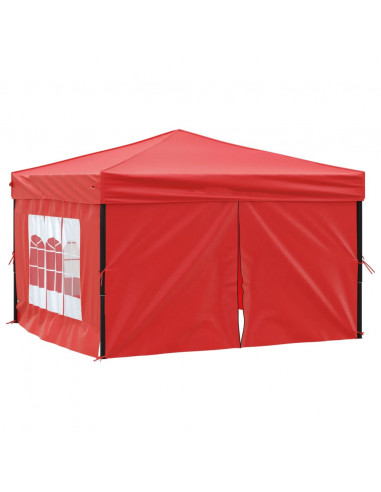 Tenda per Feste Pieghevole con Pareti Laterali Rosso 3x3 m
