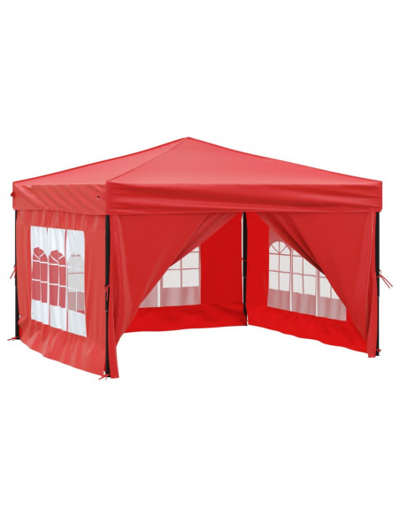 Tenda per Feste Pieghevole con Pareti Laterali Rosso 3x3 m