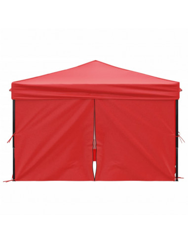 Tenda per Feste Pieghevole con Pareti Laterali Rosso 3x3 m