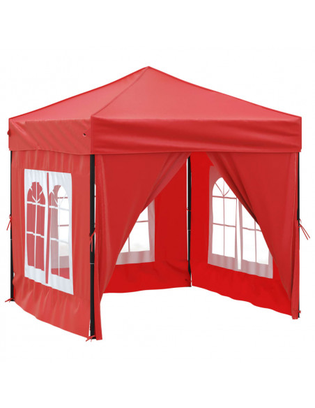 Tenda per Feste Pieghevole con Pareti Laterali Rosso 2x2 m