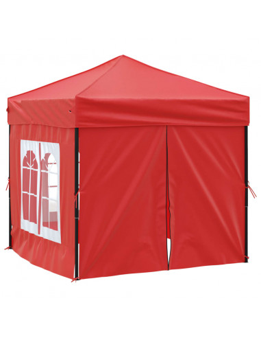 Tenda per Feste Pieghevole con Pareti Laterali Rosso 2x2 m