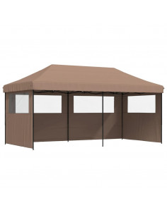 Tendone per Feste Pieghevole Pop-Up con 3 Pareti Marrone 2
