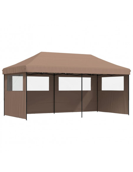 Tendone per Feste Pieghevole Pop-Up con 3 Pareti Marrone