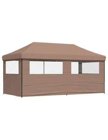 Tendone per Feste Pieghevole Pop-Up con 3 Pareti Marrone