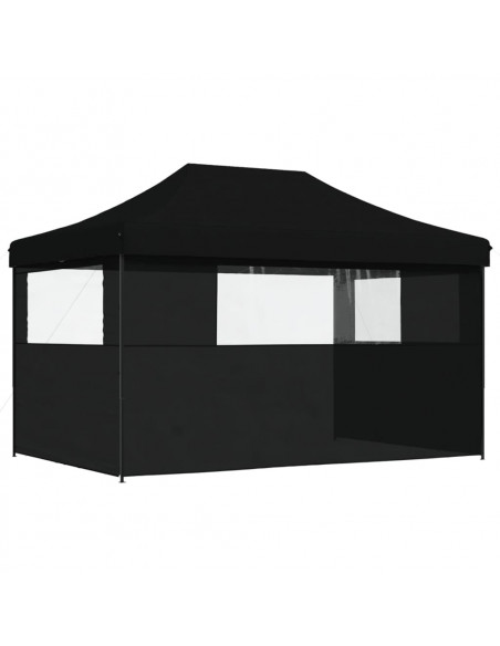 Tendone per Feste Pieghevole Pop-Up con 3 Pareti Nero