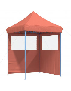 Tendone per Feste Pieghevole Pop-Up con 2 Pareti Terracotta 2