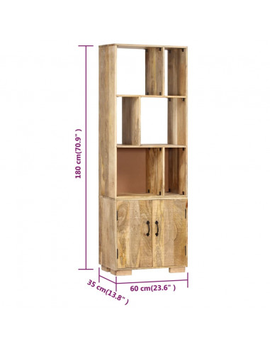Libreria 60x35x180 cm in Legno Massello di Mango