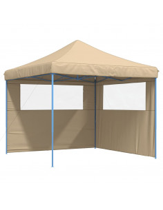 Tendone per Feste Pieghevole Pop-Up con 2 Pareti Beige 2