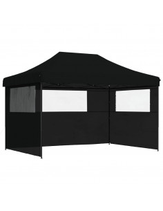 Tendone per Feste Pieghevole Pop-Up con 3 Pareti Nero 2