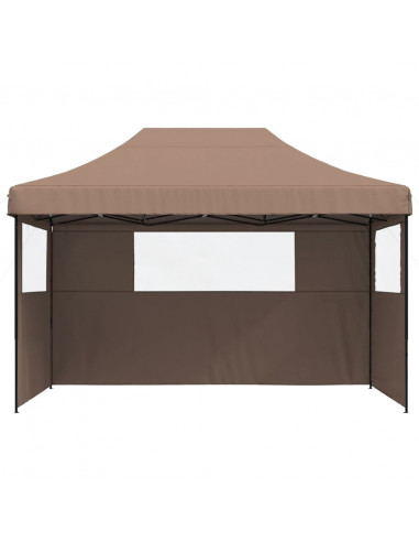 Tendone per Feste Pieghevole Pop-Up con 3 Pareti Marrone