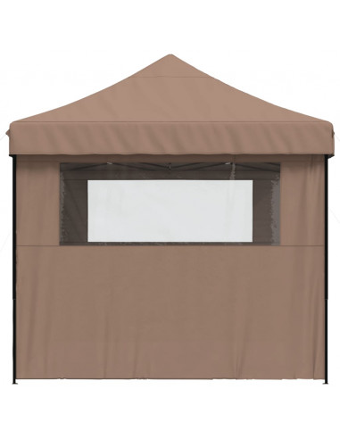 Tendone per Feste Pieghevole Pop-Up con 3 Pareti Marrone