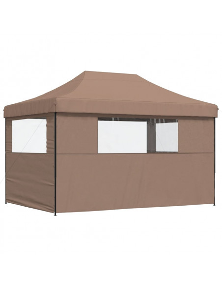 Tendone per Feste Pieghevole Pop-Up con 3 Pareti Marrone